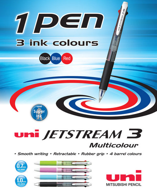 Uni-Ball SXE3400-07 Jetstream 3 Multicolour Rollerball 0.7mm Green Barrel Box of 10