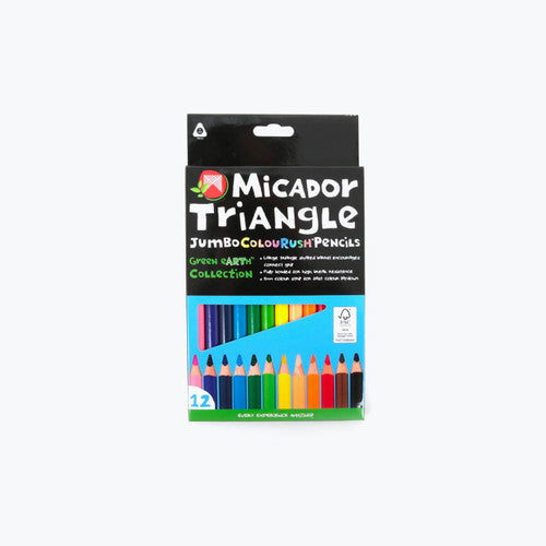 Micador ColouRush Jumbo Triangular Coloured Pencils FSC 100% Box of 12