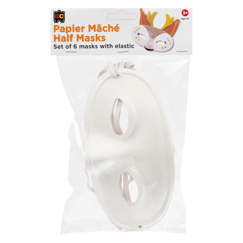 Educational Colours Paper Mache Half Masks Pack of 6 Hangsell