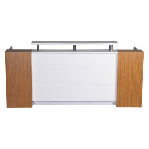 Rapidline Marquee Reception Counter 2400 x 800mm Gloss White / Zebra Veneer