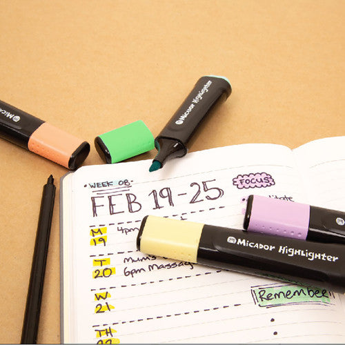 Micador Eco Highlighters Assorted Pastel Wallet of 4
