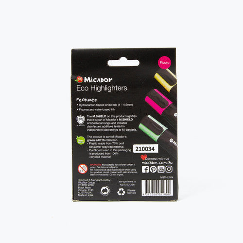 Micador Eco Highlighters Assorted Wallet of 4
