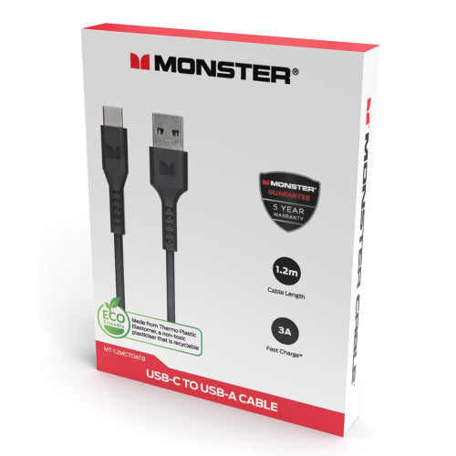 Monster USB-C to USB-A TPE Cable 1.2m Black