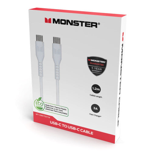 Monster USB-C to USB-C TPE Cable 1.2m White