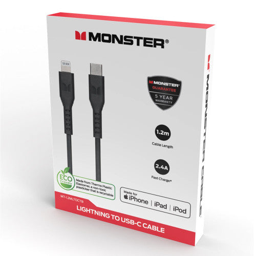 Monster Lightning to USB-C TPE Cable 1.2m Black