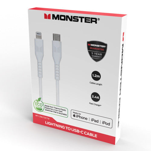 Monster Lightning to USB-C TPE Cable 1.2m White