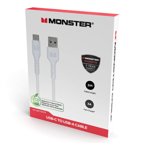 Monster USB-C to USB-A TPE Cable 2m White