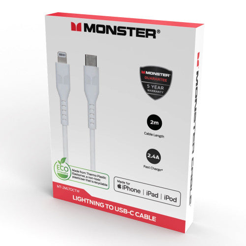 Monster Lightning to USB-C TPE Cable 2m White
