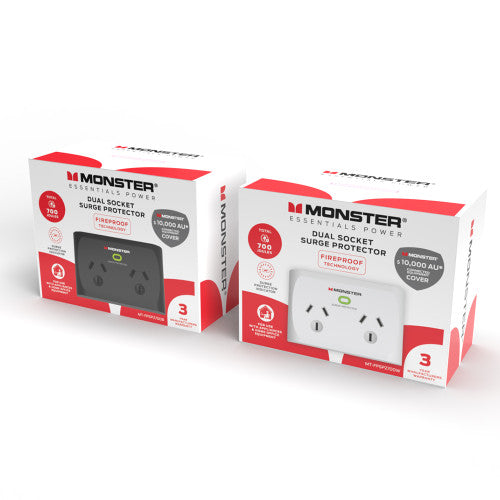 Monster Dual Socket Surge Protector White