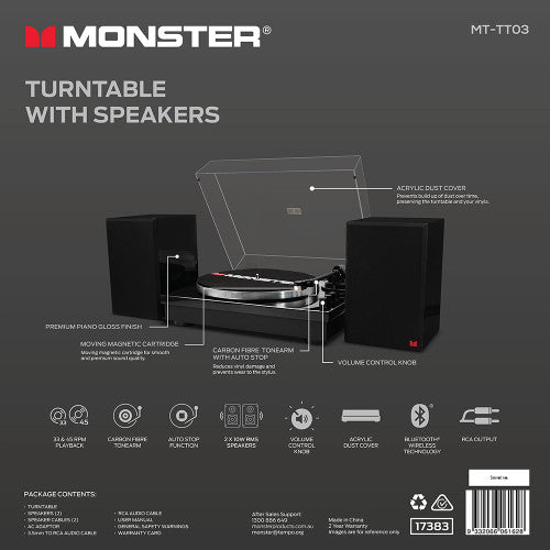 Monster 2-Speed Turntable with Built-in Speakers