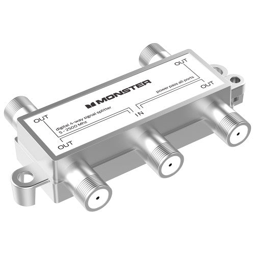 Monster PIN Digital Coaxial 4-Way TV Splitter
