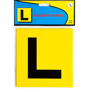 CO3 Magnetic Plates pack with a black L on a yellow plate at the front and a blue and yellow header card printed One Pair