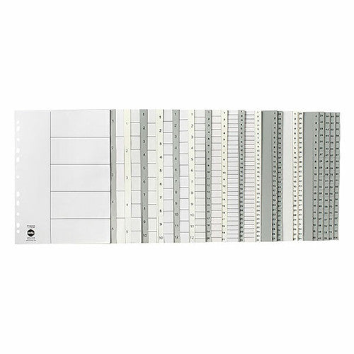 Close-up of Marbig 1-31 tab poly dividers showing printed numeric tabs in white