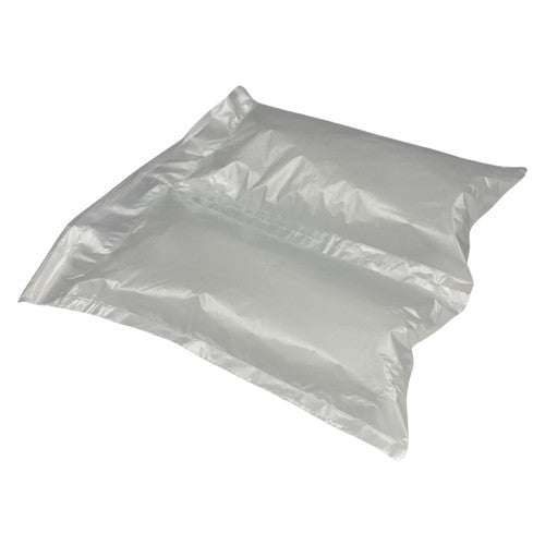 Strip of inflated air pillows made from Marbig Professional pillow film, shown as two pillows joined in a strip on a grey background