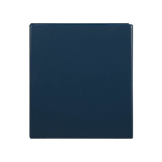 Navy toned blue Marbig Clearview A4 insert binder photographed flat from the front, clear overlay edge showing