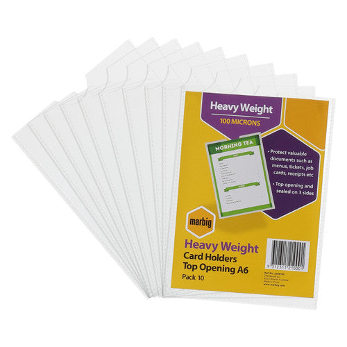 Marbig Card Holder A6 Clear Pack of 10