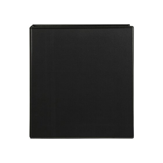Front view of a black Marbig Clearview A4 insert binder with a clear overlay over the cover