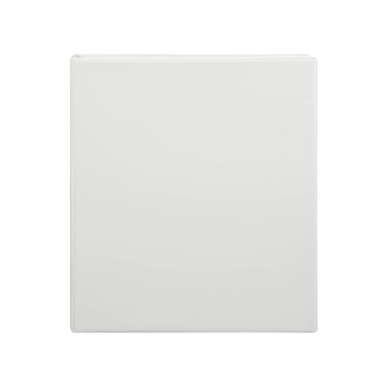 Front of the white Marbig 38mm Clearview insert binder with a clear film overlay ready for a printed cover