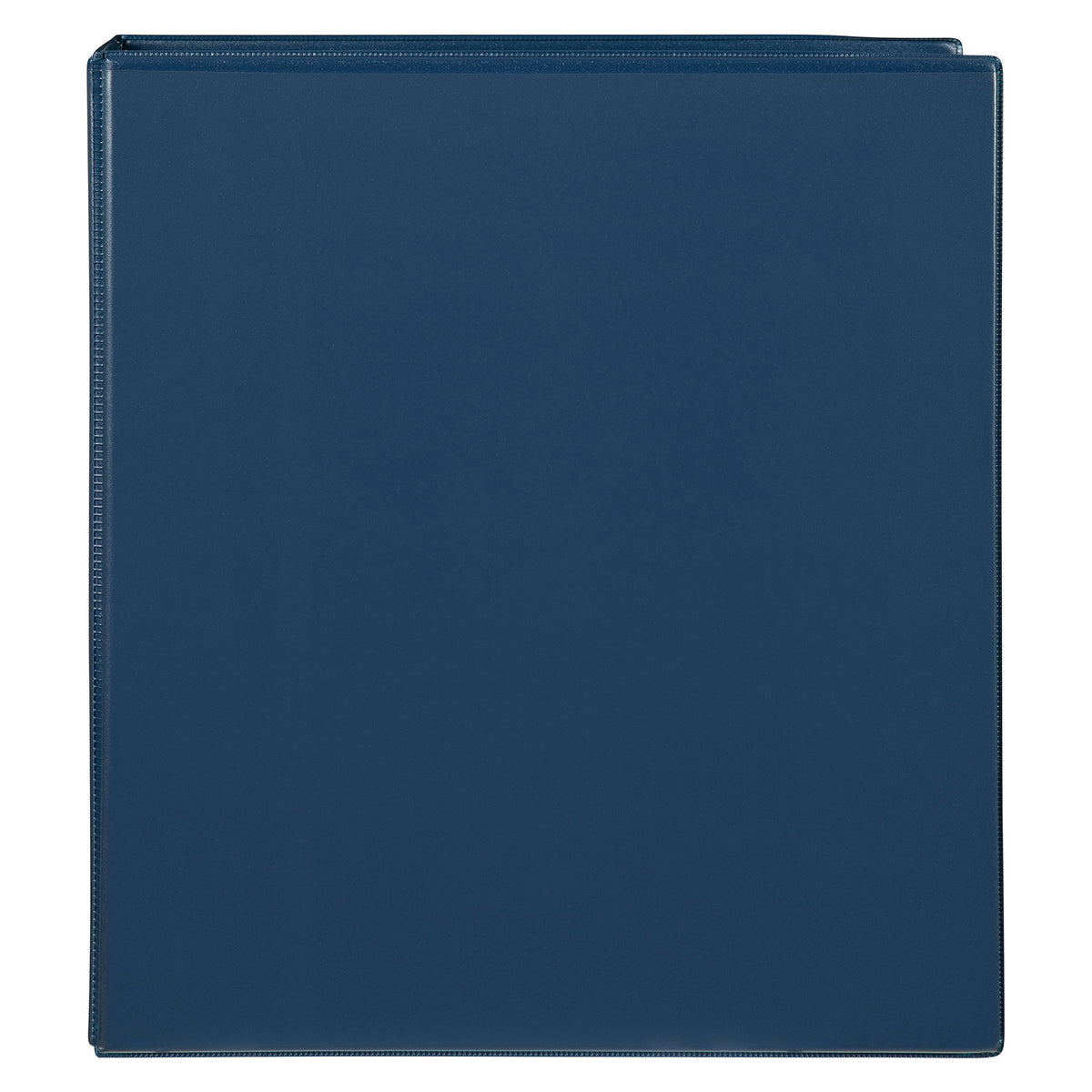 Front of a navy blue Marbig Clearview 50mm insert binder with a clear overlay across the cover