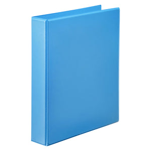 Marine blue Marbig Clearview A4 50mm insert binder standing at an angle on a white background