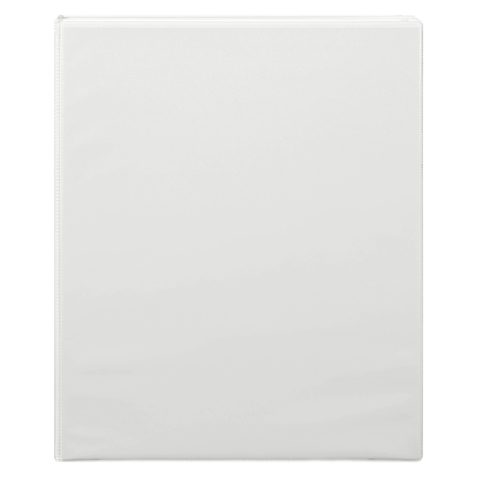 Front studio view of the Marbig Clearview Insert Binder highlighting the smooth white polypropylene cover and customisable clear overlay for personalised labelling.