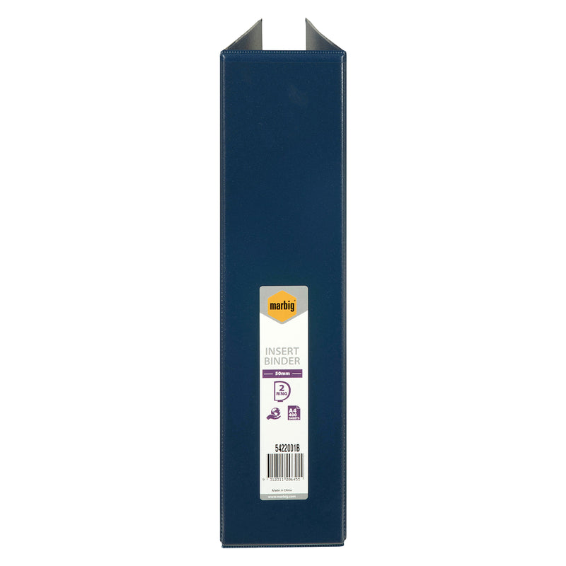 Side profile of the Marbig Clearview Insert Binder displaying the labelled 50mm spine, making it easy to identify and retrieve files from shelving or filing cabinets.