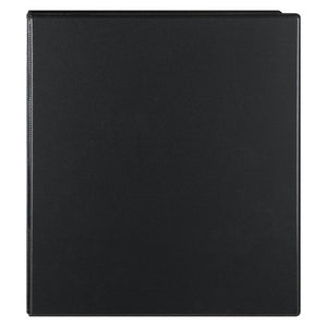Front of the Marbig Clearview A4 lever arch file in black with the clear overlay across the cover