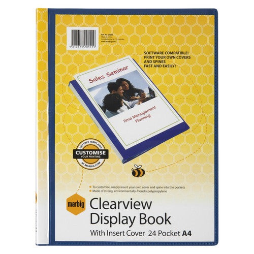 Marbig Clearview Non Refillable Display Book 24 Pocket A4 Blue