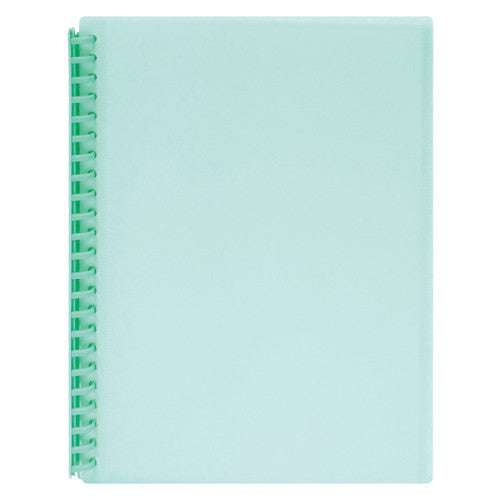 Marbig Clearview Refillable Display Book 20 Pocket A4 in pastel green, front cover view