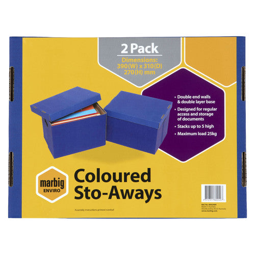 Marbig Coloured Sto-Aways Archive Box Assorted Pack of 2