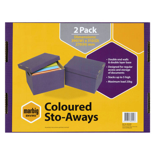 Marbig Coloured Sto-Aways Archive Box Assorted Pack of 2