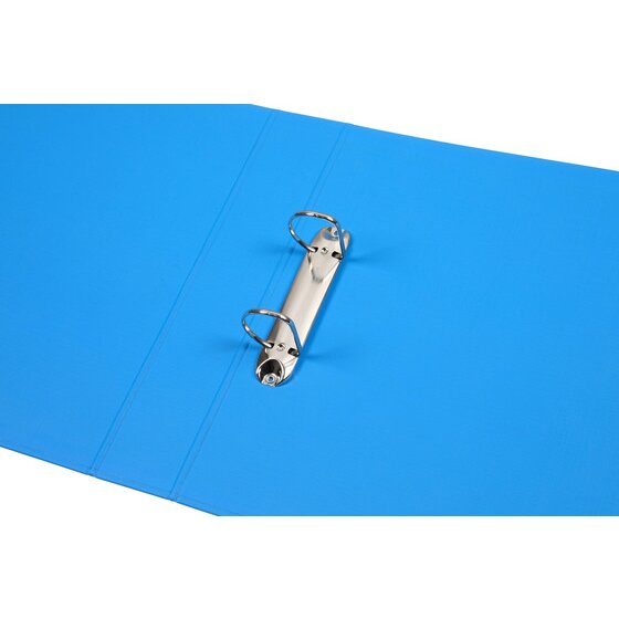 Blue Marbig 5902001 binder opened out, two metal rings on a rail fixed inside the blue cover