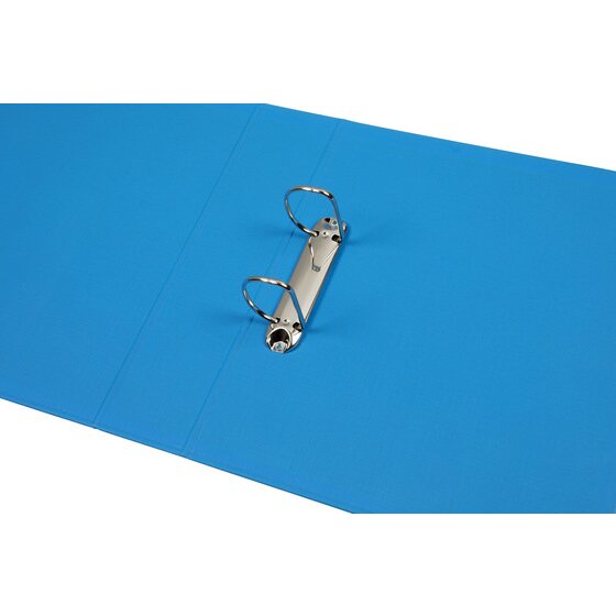 Blue Marbig 5912001 binder lying open with two metal rings mounted on a rail