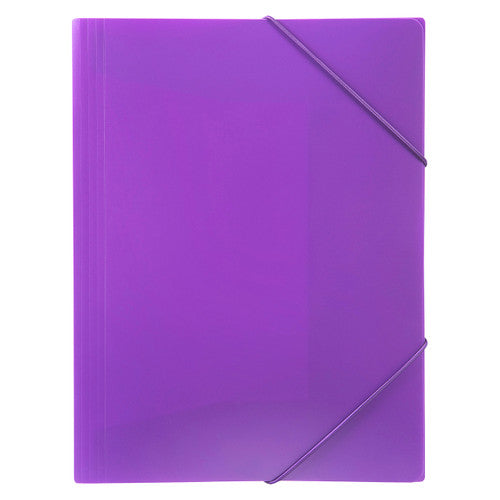 Front of a closed Marbig document file in a lighter orchid purple with elastic straps over two corners