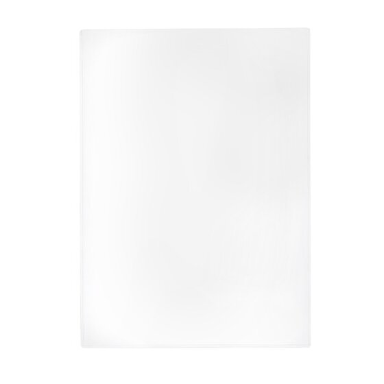 Empty Marbig A3 PVC document protector on a white background, showing the plain clear rigid sleeve with no punched holes