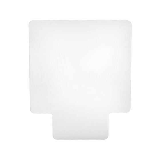 Top view of the Marbig Economat 87207 large clear hard floor chairmat, an almost square mat with a keyhole tongue at the front