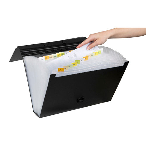 Marbig Expanding Case 26 Pocket Foolscap Black