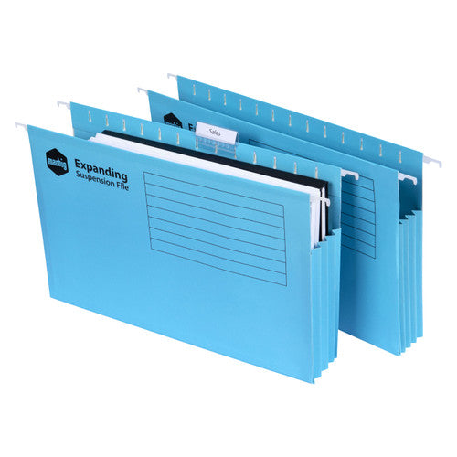 Marbig Expanding Suspension Files with Tabs Blue Pack of 20