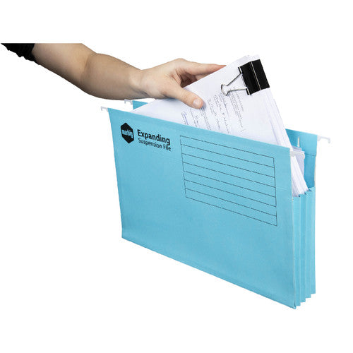 Marbig Expanding Suspension Files with Tabs Blue Pack of 20