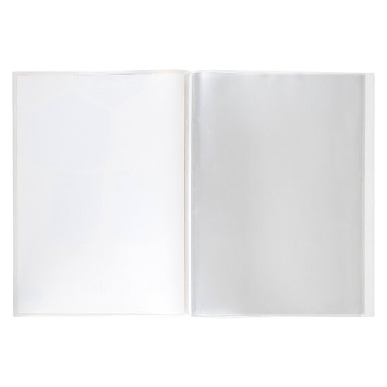 Marbig Flic File A3 clear 10 pocket display book lying open with two clear pockets showing