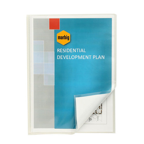 Marbig Flic File A3 clear display book showing front insert cover and 10 transparent pockets