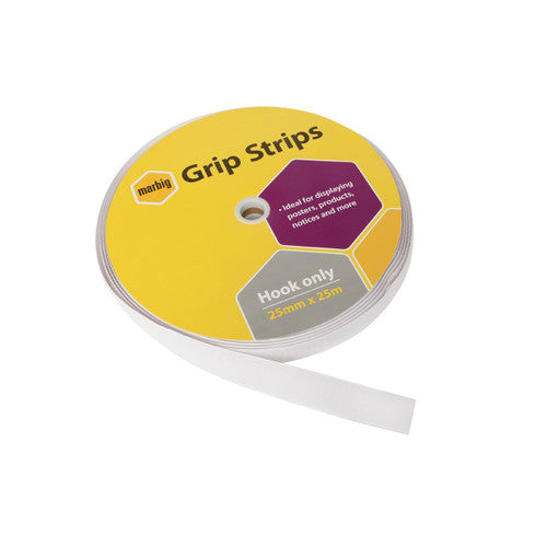 Marbig Grip Strips Hook Only 25mm x 25m Bulk