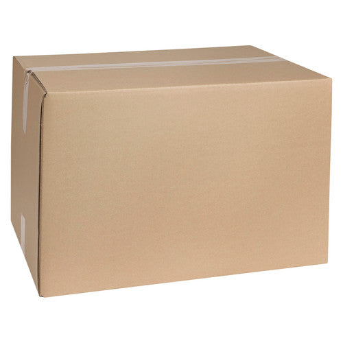 Wide Marbig Professional heavy duty brown shipping carton, 510 x 355 x 330mm as listed, made up and closed with a strip of clear tape along the top