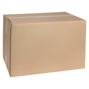 Wide Marbig Professional heavy duty brown shipping carton, 510 x 355 x 330mm as listed, made up and closed with a strip of clear tape along the top