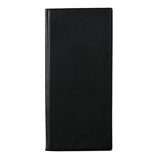 Closed Marbig indexed business card holder showing the plain black slimline cover