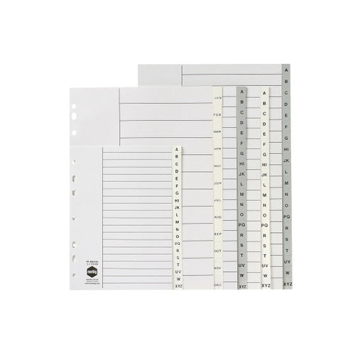 Marbig Indices and Dividers A-Z Tab PP A4 Grey