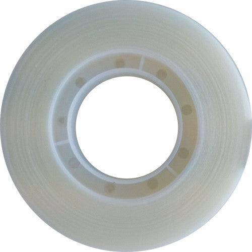 Face view of a Marbig 12mm invisible tape roll with the round centre hole of the small core