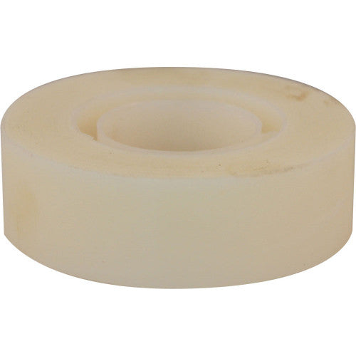 Side view of a wide Marbig invisible tape roll with frosted matt layers around the core