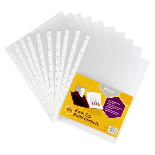 Marbig Kwik Zip Display Book Refill A4 Clear Pack of 10
