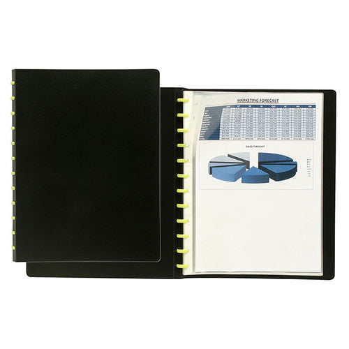 Marbig Kwik Zip Refillable Display Book 20 Pocket A4 Black